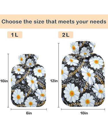 NAANLE Floral Daisy Transparent Hot Water Bottle - 2L Large for Menstrual Cramps Pain Relief & Heat Therapy | International Shipping - Buy Online on GoSupps.com