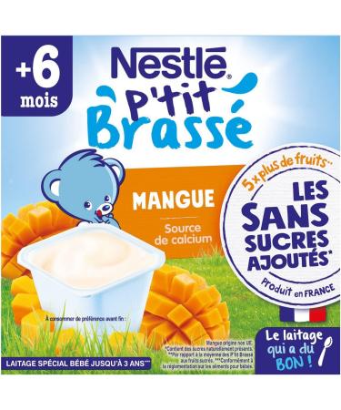 Nestl B b P'tit Brass Mango Milk without Added Sugars from 6 Months 4 x 90 g - Buy Online on GoSupps.com