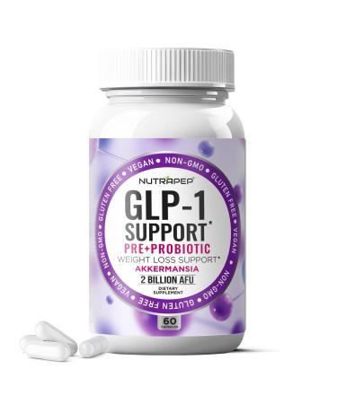NutraPep GLP-1 Support Weight Loss Support Probiotic Prebiotics Capsule Supplement - Akkermansia XOS Clostridium Bifidobacterium - GLP1 Support Gut Abdominal Digestive Support for Men Women