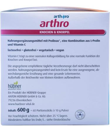H bner Arthoro for Bones & Cartilage | L-Prolin & Vitamin C | 60 Portion Sticks Supports Articular Cartilage - Buy Online on GoSupps.com