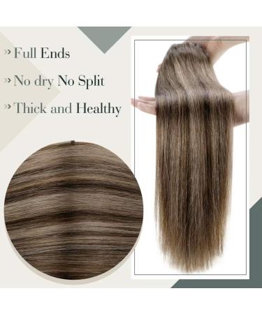 LAAVOO Microring Hair Extensions - 1g 50 Strand Balayage Real Hair 35cm Dark Brown to Dark Ash Blonde Micro Extensions #4/18 for Luxurious Length and Volume - Buy Online on GoSupps.com