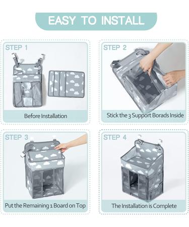 Mloong Diaper Caddy Hanging Organizer for Changing Table - Nursery Diaper Holder for Crib, Car - Diaper Stacker for Newborn Baby Boy & Girl - Light Grey - Buy Online on GoSupps.com