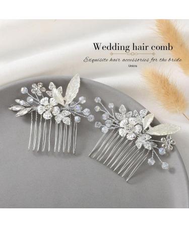 Edary Bridal Crystal Wedding Hair Comb - Flower & Leaf Hair Accessories for Women & Girls (2 Pack) - Buy Online on GoSupps.com