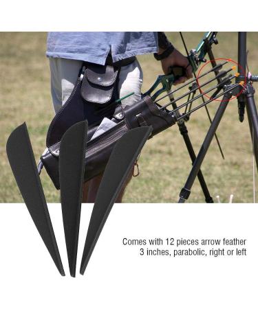 12 PCS 3 Archery Arrows Feathers - DIY Rubber Feather Fletching - Left/Right Wing Parabolic - Black - Buy Online on GoSupps.com