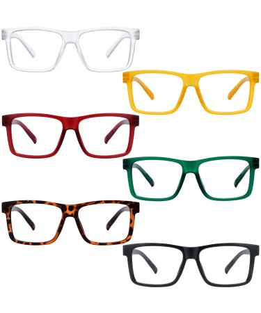 GUD Oversized Reading Glasses with Screwless Spring Hinge Metalless Stylish 6 Pack Readers for Men Women +2.00 6 Pack Mix Color 2.0 x