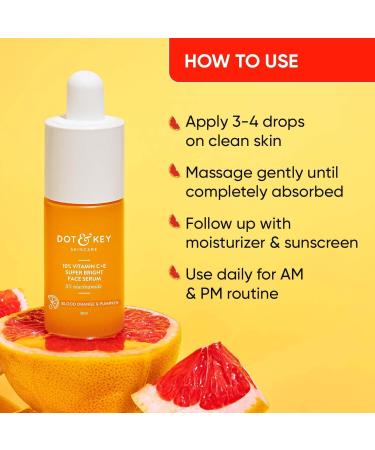 Dot.& Key 10% Vitamin C + E 5% Niacinamide Serum | Vitamin C Serum For Glowing Skin | Fades Dark Spots | Vit C Serum with Blood Orange & Pumpkin | For Uneven & Dull Skin | For All Skin Types | 30ml - Buy Online on GoSupps.com