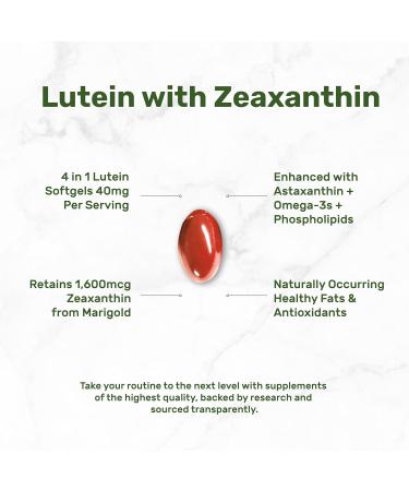 Lutein and Zeaxanthin Supplements 40mg Per Serving 300 Softgels Plus Astaxanthin Omega-3s & Phospholipids Non-GMO 300 Count (Pack of 1) - Buy Online on GoSupps.com