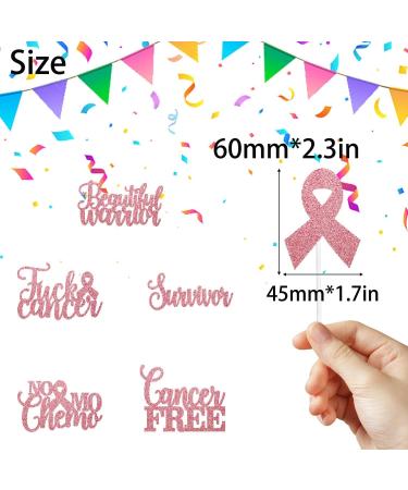 Cancer-Free Themed Cupcake Toppers Set of 18 - Cancer Warrior Party Cancer Party for Cancer Survivors Breast Cancer Awareness Pink Glitter Ribbon No Mo Chemo Decoration - SugarGera Rose Powder - Buy Online on GoSupps.com