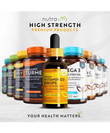Nutravita Vitamin D3 Drops 60ml | 2000 Drops | 1000IU per Drop | Liquid Supplement for Bones, Immune System & Calcium Absorption - Buy Online on GoSupps.com
