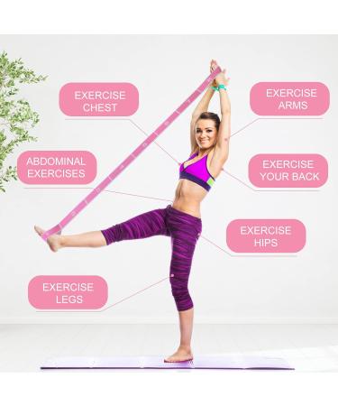 Buy Yoga Stretch Belt with 8 Loops - Violet Resistance Band for Pilates Gymnastics & Flexibility | 86cm Length (167cm Total) | 4cm Wide - Buy Online on GoSupps.com
