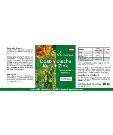 Nasturtium Extract 500mg with Zinc - 180 tablets - vegan - high dose - dietary supplement | Vitamintrend  - Buy Online on GoSupps.com