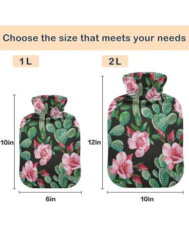 NAANLE Hot Water Bottle with Cover - 1L Transparent Rose Cactus for Menstrual Cramps & Pain Relief | Heat & Cold Therapy - Buy Online on GoSupps.com