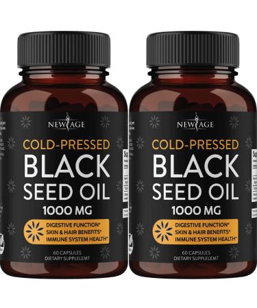 Black Seed Oil - 2 Pack - 120 Softgel Capsules (Non-GMO & Vegetarian) Premium Cold-Pressed Nigella Sativa Producing Pure Black Cumin Seed Oil by New Age