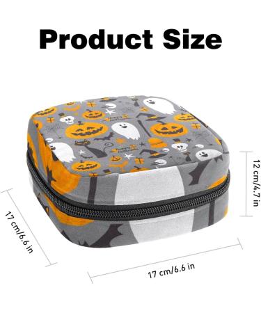 Multicolor Halloween Specter Pumpkin Sanitary Napkin Storage Bag - Portable Menstrual Cup Pouch for Women & Teen Girls - Buy Online on GoSupps.com