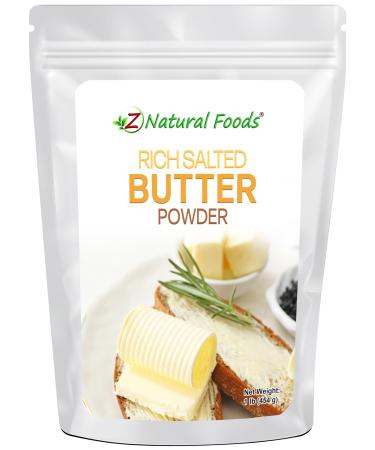 Z Natural Foods Rich Salted Butter Powder Replace Messy Butter Stick with Powdered Butter Non GMO- Hormone Free-Baking Butter- 1 lb