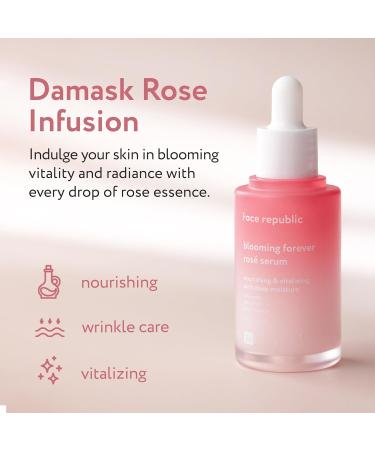 Face Republic Blooming Forever Ros Serum 45ml | Vegan Korean Skincare for Revitalizing Rejuvenating & Wrinkle Care | Damask Rose & Bakuchiol for Firm Elastic Skin - Buy Online on GoSupps.com