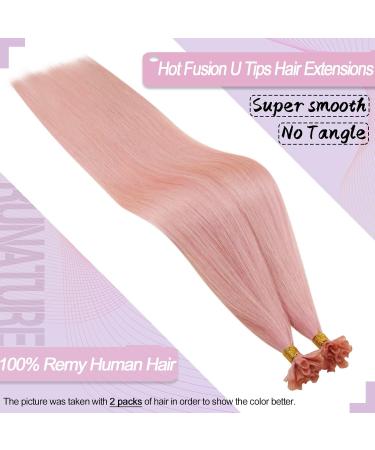 Runature Pink Bonds Extensions - 50cm Real Hair U Tip Keratin Bonding - 25pcs Hot Fusion #Pink - Buy Online on GoSupps.com