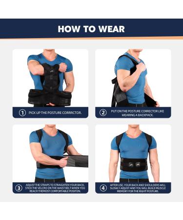 M Size Back Brace Posture Corrector for Men & Women - Adjustable Full Back Support for Scoliosis Hunchback Correction & Pain Relief - Buy Online on GoSupps.com