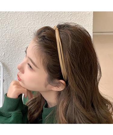 hgnxa Elegant PU Leather Headband for Casual Wear Women Hairhoop Fashion Headpieces Accessory Knotted Headband Hair Decors Milk tea color - Buy Online on GoSupps.com