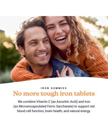 Vegan Iron Gummies with Vitamin C for Men and Women - 60 Grape Flavor Chewables | Non-GMO, Gluten-Free, Prenatal Support - Buy Online on GoSupps.com