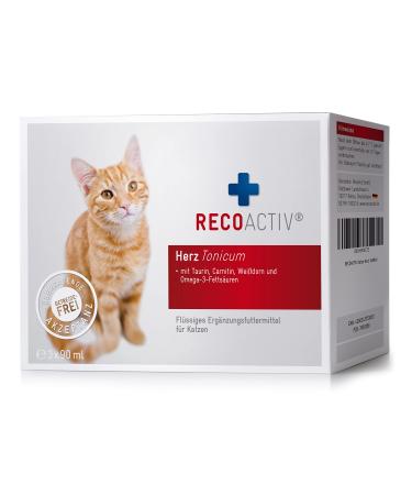 Recoactive Heart Tonic for Cats 3 x 90 ml supplementary feed for cardiac dysfunction and prophylaxis with taurine L-carnitine omega-3 fatty acids and hawthorn - Buy Online on GoSupps.com