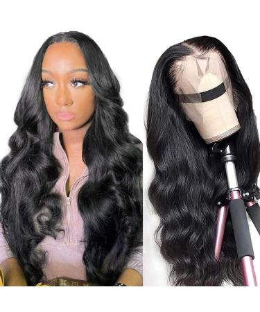 Body Wave 13x4 Transparent Lace Front Wigs Human Hair 180% Dentisy HD Frontal Wigs Pre Plucked with Baby Hair Glueless Brazilian Virgin Hair Natural Color Bleached Knots 26 Inch 26 Inch Natural Color