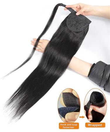 Ponytail Extensions Wrap Around Ponytail Brazilian Human Hair Straight Pony Tail Hair Extensions for Black Women Clip in Remy Hair Ponytail Hairpiece Natural Color for Women (Size : 16inches 100g) - Buy Online on GoSupps.com