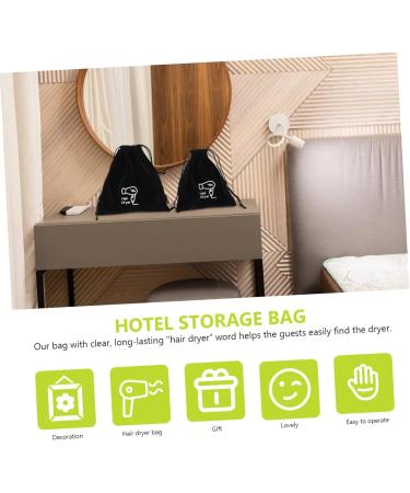 BIUDECO 2pcs Storage Bag Drawstring Closure Cover Makeup Storage Organizer Mini Hairdryer Bag Velvet Black - Buy Online on GoSupps.com