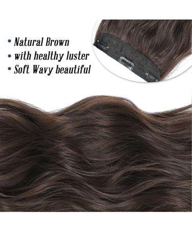 Natural Brown Long Wavy Clip in Hair Extensions - 4pcs Full Head Synthetic Fiber Pieces for Women - Buy Online on GoSupps.com