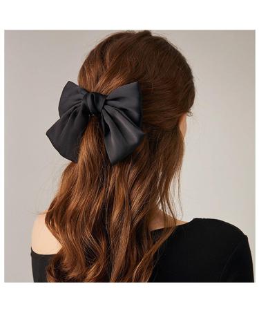 Andelaisi Vintage Bow Hair Clips Satin Bow Hair Barrettes Silk Hair Clip Barrette Retro Bowknot Hair Accessory Satin Ribbion Bowknot Clip Headpiece for Women and Girls Headdress (Black)