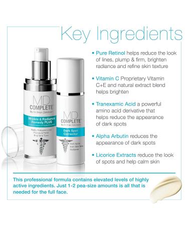 MD Complete Dark Spot Duo - Professional Skin Rejuvenation Set | Dark Spot Corrector & Wrinkle Remedy 1.0 Fl Oz Each | Shop Internationally - Buy Online on GoSupps.com
