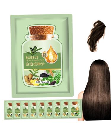 Natural Plant Hair Dye 10Pcs Long-lasting Refreshing 30ml Bubble Hair Dye Bubble Plant Hair Dye Mild Hair Caring Fast Coloring Bubble Plant Hair Dye Chestnut Brown Beauty Supplies