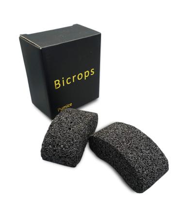 Bicrops Natural Lava Pumice Stone, Pedicure Tool, Hard Callus Dead Skin Remover, Foot File for Exfoliation & Fine Foot Scrubber for Smoothing & Softening Skin (Set of 2) 2 Count (Pack of 1)