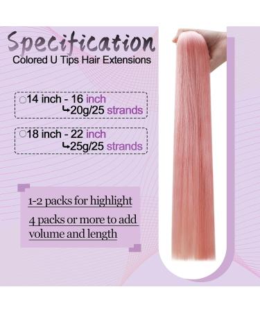 Runature 55cm Pink U Tip Hair Extensions - 25 Strand Real Hair Bonding for Hair Recovery - 22 Inch 25g - Buy Online on GoSupps.com