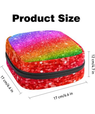 Glitter Rainbow Menstruation Pad Bag with Zipper | Women's Tampon & Napkin Collection Bag | Color 13 - Buy Online on GoSupps.com