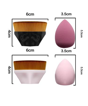 Buy 2 Piece Foundation Brush & Makeup Sponge Set - Soft Touch Petal Shape for Cream & Liquid Cosmetics - International Shipping - Buy Online on GoSupps.com