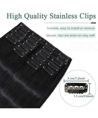 SEGO 12 PCS Clip-in Hair Extensions - Real 55cm Black Hair with 22 Clips | 180g Full Head - Affordable Quality - Buy Online on GoSupps.com