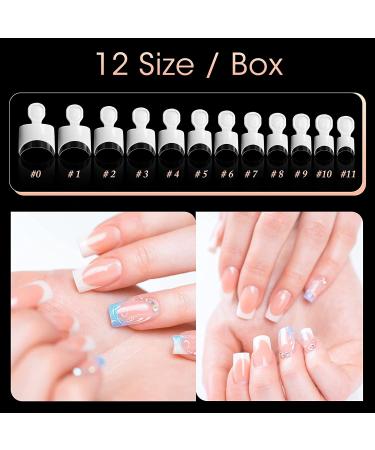 Krofaue 120PCS Short French Acrylic Nail Tips - White Half Cover False Nails for DIY Nail Art | 12 Sizes with Case - Buy Online on GoSupps.com