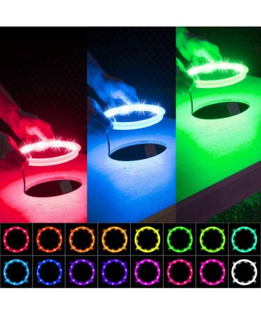 ELECTOP Upgrade Version, Cornhole LED Lights, Ultra Bright Board Corn Hole Lights, 16 Color Changing with Remote Control Board Ring Lights for Family Backyard Bean Bags Toss Game (2 Sets)