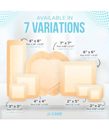 JJ CARE Silicone Foam Dressing 2x2 - Waterproof Silicone Bandages for Wound Care (Pack of 10 - Buy Online on GoSupps.com