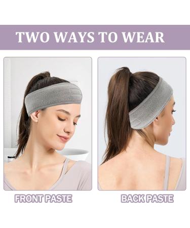 KEYRI 6 Pieces Spa Headband Wrist Washband Set Makeup Headbands for Women Facial Headband Soft Stretch Magic Sticker Skincare Headband for Face Washing Skincare Shower Sports Yoga(Black+Gray) - Buy Online on GoSupps.com