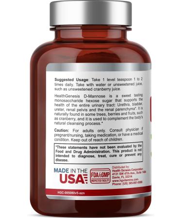 D-Mannose Pure Powder 2000mg - 3oz (85g) - Promotes Urinary Bladder Health - Buy Online on GoSupps.com