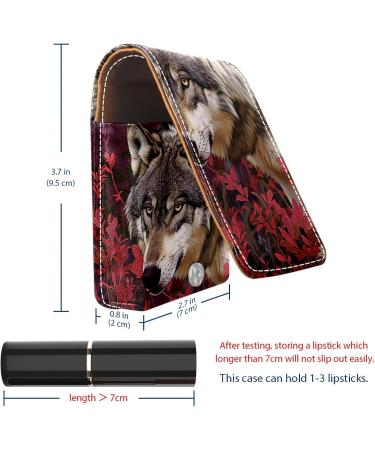 Buy Leather Lipstick Case Organizer with Mirror - Mini Lip Gloss Holder Bag | Fox Leaves Forest Design - International Shipping Available - Buy Online on GoSupps.com