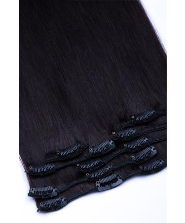 Clip in Extensions Real Hair 7Tlg Set - 80cm in #1b black brown 7 Party hair part for complete hair extension - high -quality natural black 100% remy real hair clip -in extension glamxtensions 80 cm No. 01 B black brown