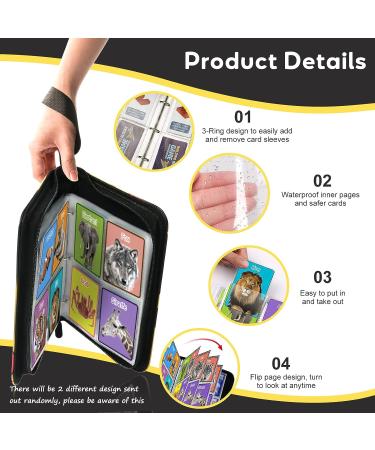 Trading Card Binder 4 Pocket 400 Cards - Yellow 3-Ring Collector Album with 50 Sleeves - Standard Size Game Card Holder - Buy Online on GoSupps.com