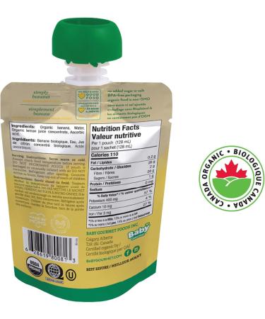 Baby Gourmet Organic Puree Baby Food Pouches - Simply Banana - No Added Sugar or Salt Non GMO No Fillers Gluten Free Kosher (128ml) 12-Pack Simply Banana 128ml (12-Pack) - Buy Online on GoSupps.com