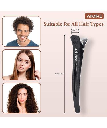 Aimike 12pcs Professional Non-Slip Hair Styling Clips - Black 10.9cm - Salon and Home Hair Cutting Clips for Women and Men - Buy Online on GoSupps.com