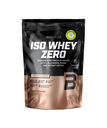 BioTechUSA Iso Whey Zero | Premium Whey Protein Isolate | Grass-Fed | Enzyme-Free | Sugar- and Gluten-free 454 g Caff Latte