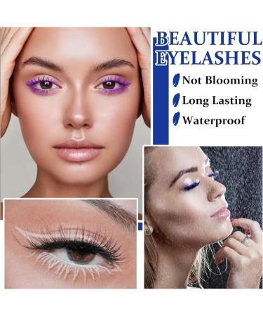 3PCS White Purple Blue Mascara Set Colored Mascara Waterproof Long Lasting Volumizing Thick Lengthening Curling Defining Charming Mascara Makeup Gift for Women Girls - Buy Online on GoSupps.com