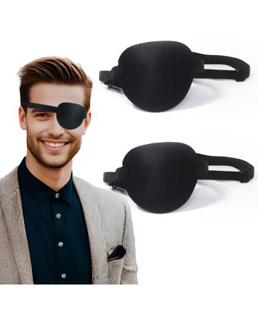 Eye Patch 2Pcs Eye Patches for Adults Adjustable Lazy Piratel Eye Patch for Left or Right Eyes Reusable Eye Cover for Cosplay Pirate Costume